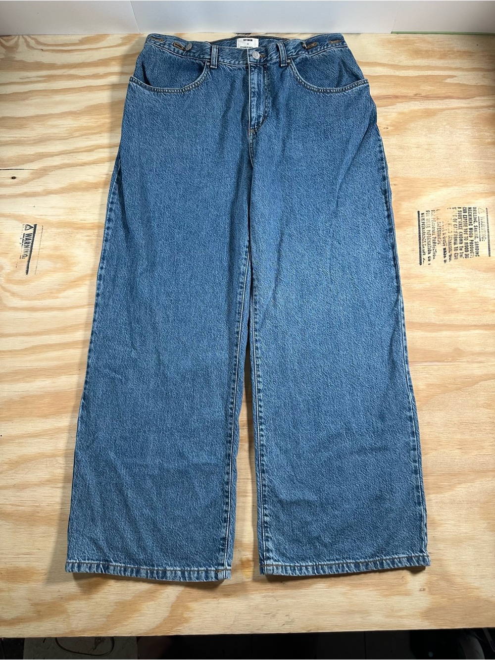 Cotton:On Adjustable Wide Leg Jeans Medium Wash Denim Size 32 NWT